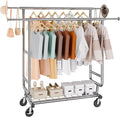 VEVOR Clothes Rack, Rolling Clothing Garment Rack, Extendable Carbon Steel by VEVOR