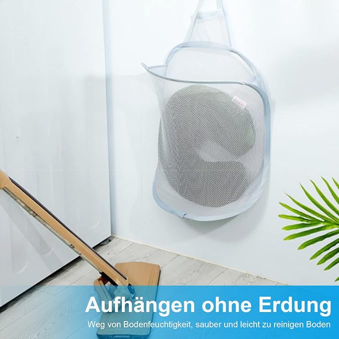 Hanging Laundry, Mesh Collapsible Small Wall Laundry Baskets, Pop Up Laundry - Image 5