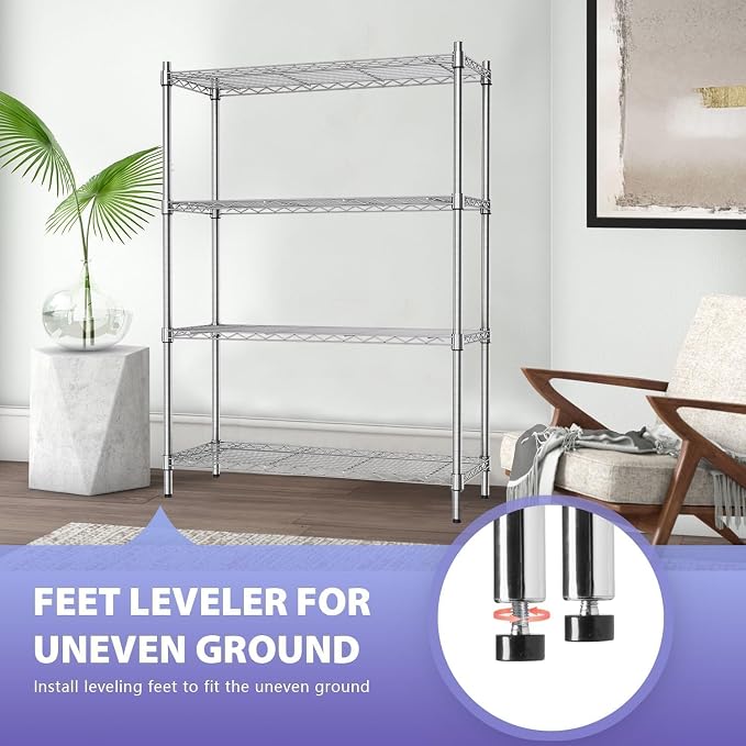 Meet perfect 4-Tier Heavy Duty Wire Shelving Unit, 1000 lbs Total Capacity - Image 7