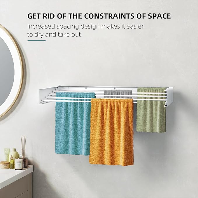 Laundry Drying Rack, Collapsible Wall Mounted Clothes Drying Rack - Image 7