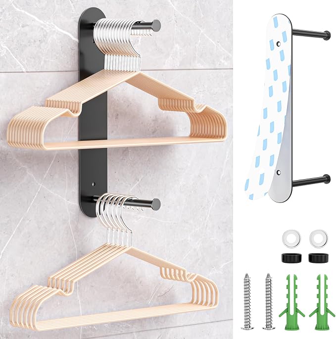 Hanger Holder for Laundry Room, Wall Mounted Clothes Hanger Organizer Stacker by WAYASI