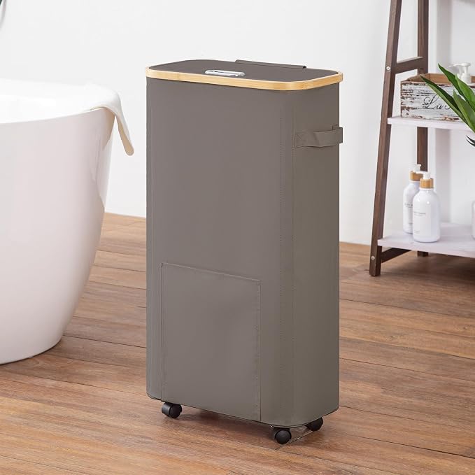 Laundry Basket with Wheels, Tall Dirty Clothes Hamper on Wheels, Rolling - Image 5