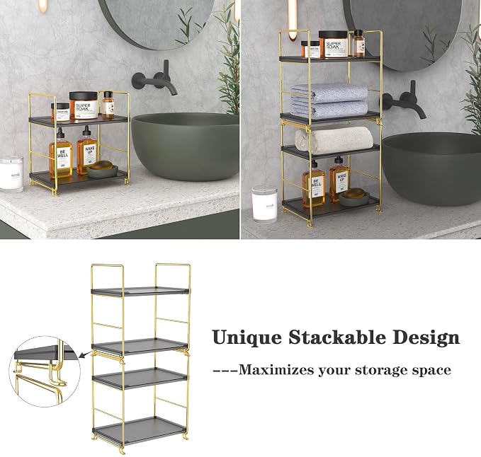 2-Tier Spice Rack Bathroom Organizer Countertop Storage Shelf, Cosmetic Storage - Image 3
