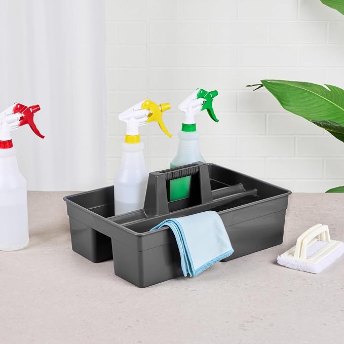 Restaurantware-RW Clean 15.9 x 10.6 x 6.9 Inch Cleaning Caddy, 1 Triple - Image 3