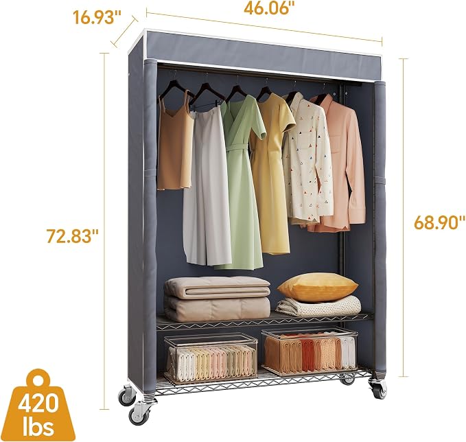 H4 Plus Rolling Clothes Rack - Image 4