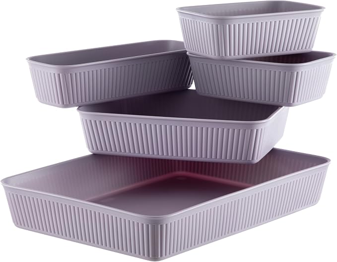Superio Decorative Plastic Desk Drawer Organizer Tray, Lilac Purple Open Home - Image 2