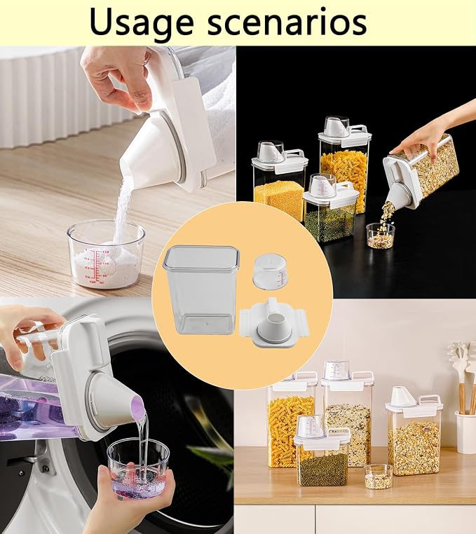 60.8OZ Clear Laundry Detergent Dispenser, Double Sealed Storage Container - Image 6