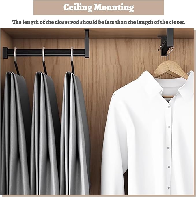 L Shaped Closet Rod Bracket for Wardrobes, Room Garment Holder Rack - Image 6