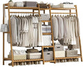 Bamboo Garment Rack 9 Tier Storage Shelf Coat Clothes Hanging Rack, Portable by Baveke