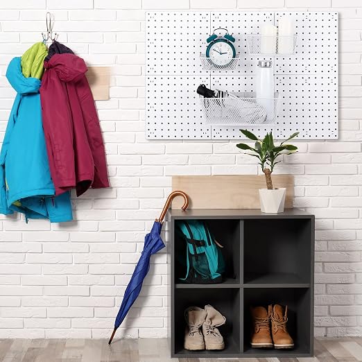 6 Pieces Pegboard Baskets Wall Mount Wire Peg Board Baskets 3 Sizes Pegboard - Image 7
