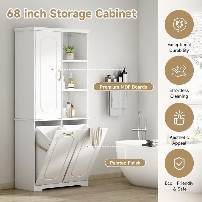 68" Tall Bathroom Storage Cabinet - Image 5
