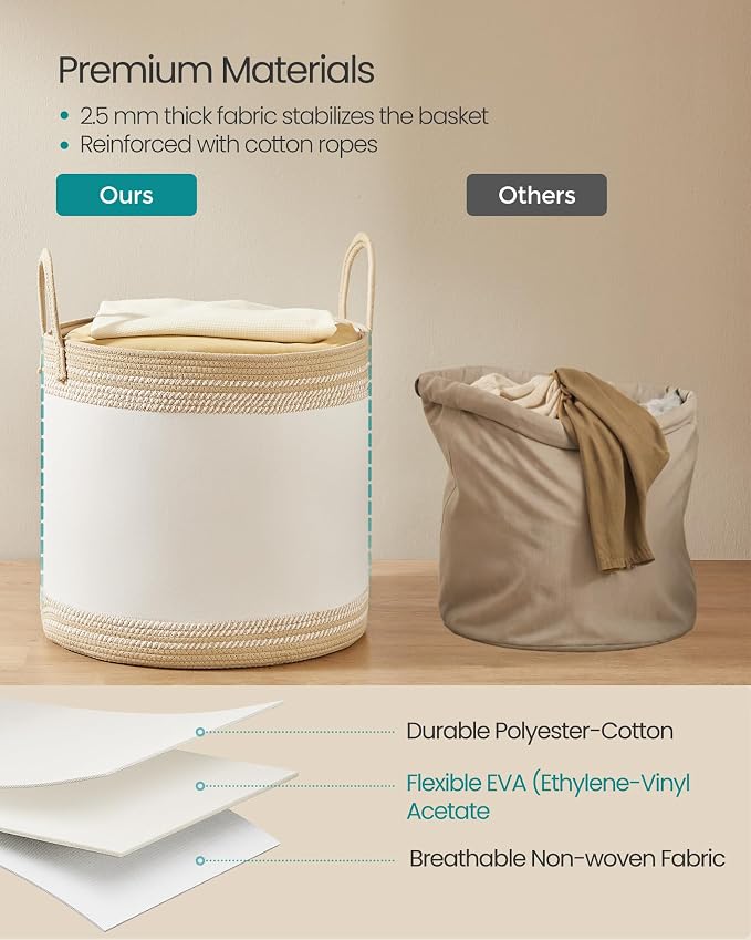SONGMICS Laundry Hamper, Cotton Rope Laundry Basket - Image 4