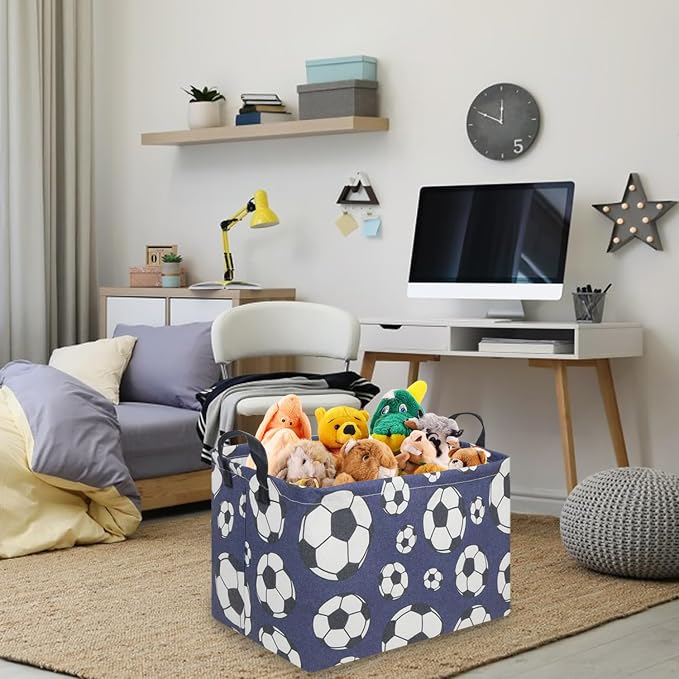 FXOLCSHE Rectangular Easter Soccer Basket, Kid's toy storage box, Collapsible - Image 5