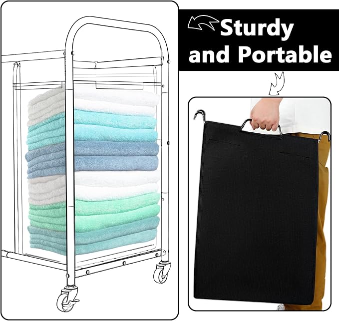 Windyun 3 Pcs Hypotenuse Laundry Sorter Replacement Bags Hamper Cart Removable - Image 4