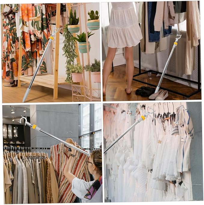Ciieeo 2pcs Clothes Forks Extendable Pole Hook - Image 3