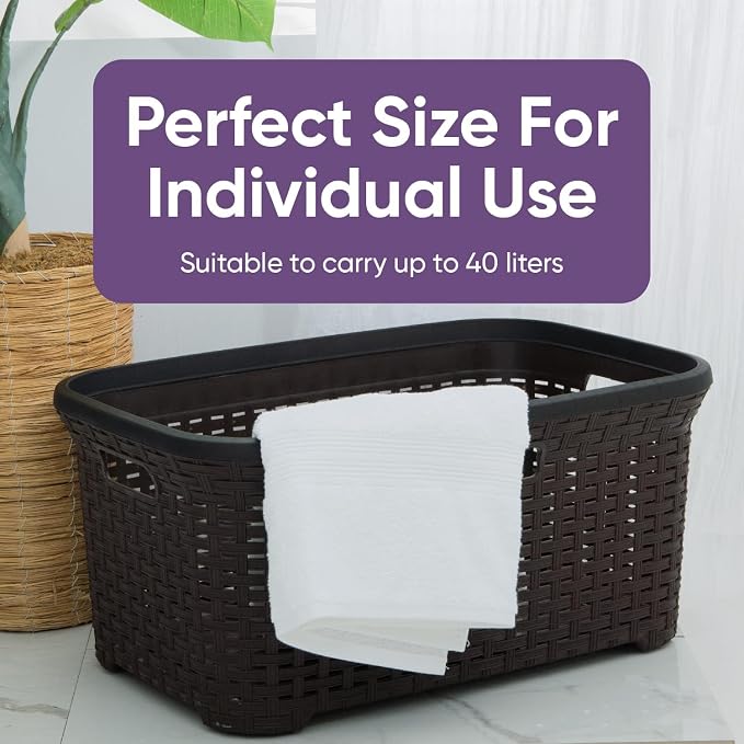 Designed Laundry Basket Plastic Storage Hamper Basket, Wicker Design 50 Liter. - Image 7
