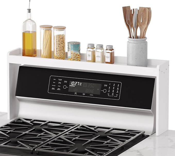 SpaceAid Bamboo Over the Stove Spice Holder Shelf, 31.5" Kitchen Organizer by SpaceAid