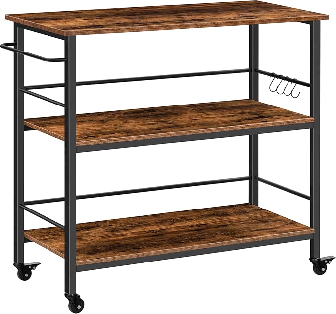 HOOBRO Kitchen Island with Storage, Industrial Kitchen Counter with Hooks and by HOOBRO