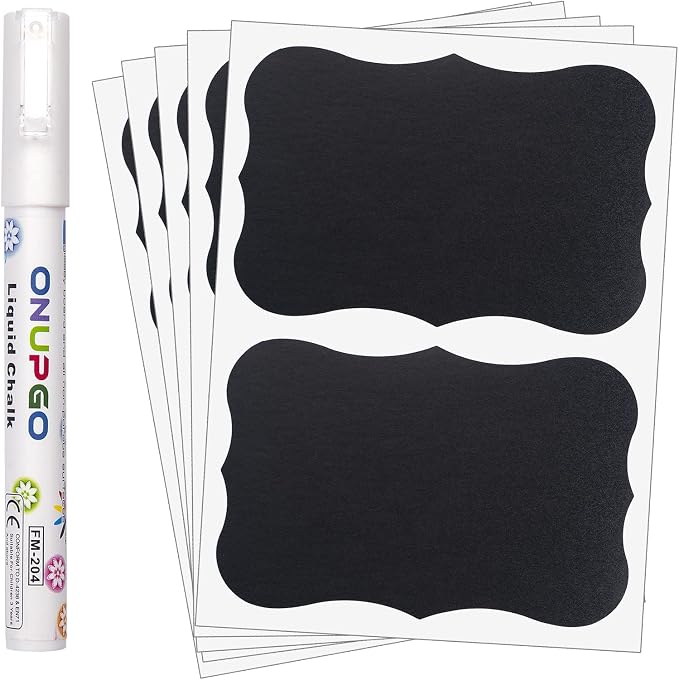 ONUPGO Large Chalkboard Labels, 4 x 6 Reusable Blackboard Stickers Waterproof by ONUPGO