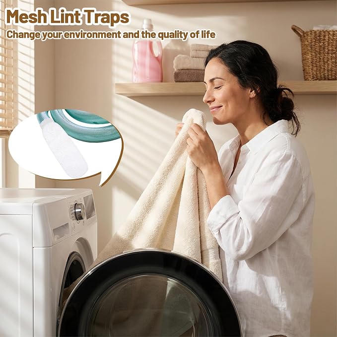 32Pcs Sturdy Lint Traps for Washing Machine Hose, Includes 8 Nylon Washer Hose - Image 6