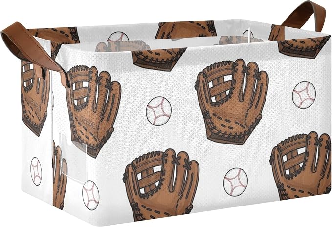 Baseball Brown Glove Pattern Storage Bins - Image 2