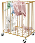 Laundry Basket with Wheels, Metal Railing Storage Cart with Handles, Rolling by RIQUIPAI