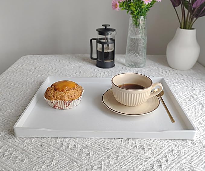 White Serving Tray, Large Serving Accessory, Decorative and Display Use. - Image 5
