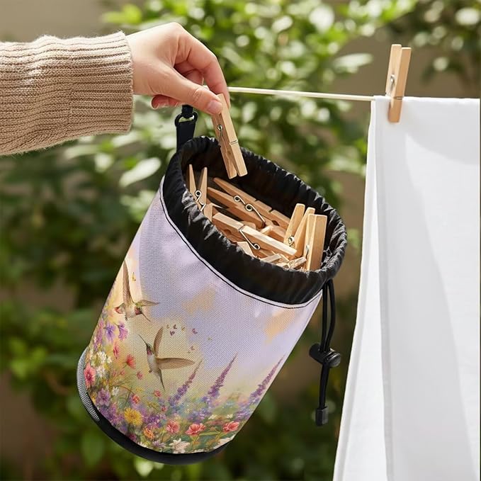 Hummingbird Floral Clothespin Bag - Image 4