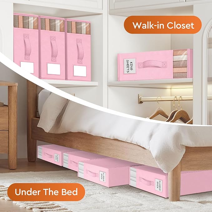 8 Pack Bed Sheet Closet Organizers and Storage, Sturdy Foldable Storage - Image 6
