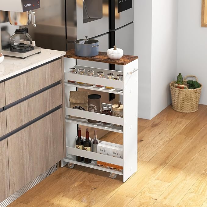 Slim Storage Rolling Cart, 4-Tier Side Out Shelving Unit - Image 2