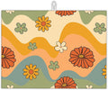 Retro 70s Groovy Waves Dish Drying Rack Mats Decor, Daisy Floral Dish Pad by UIUPRO