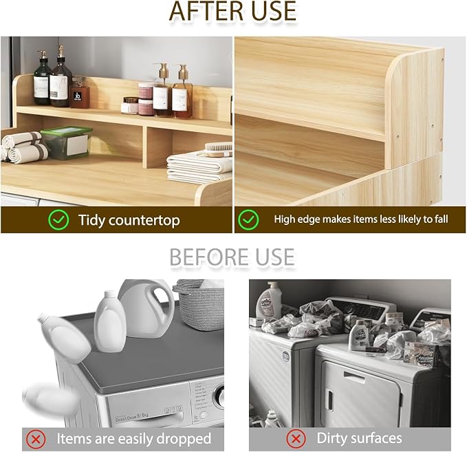 Washer Dryer Countertop, 27.5" x 54" Wooden Laundry Topper Shelf - Image 5