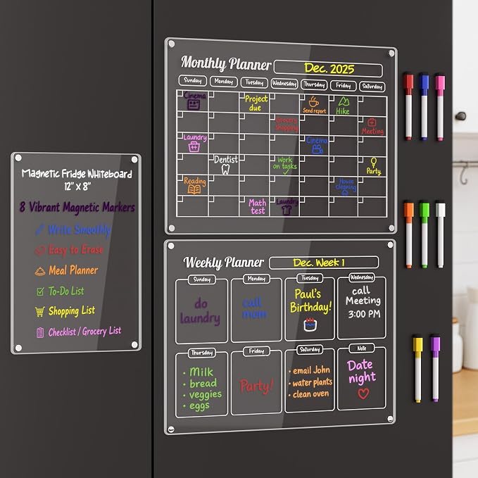 Grtard Acrylic Fridge Calendar, 3 Pack Acrylic Calendar by Grtard