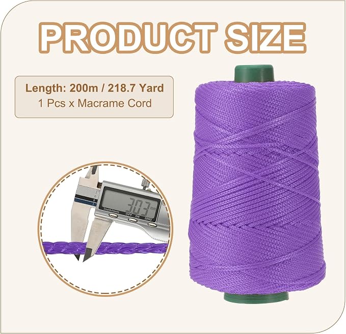 YELARXI Polyester Macrame Cord, 3mm x 219 Yards Polypropylene Macrame Cords - Image 2