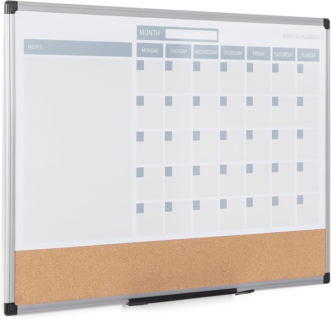 MasterVision Magnetic Dry Erase Monthly Calendar Planner Push Pin Corkboard - Image 16