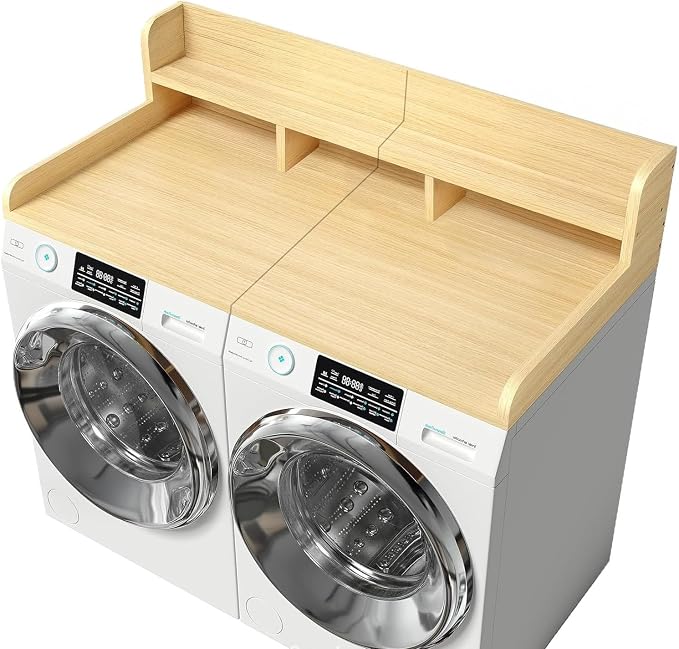 Washer Dryer Countertop With Shelf, 2-Tier Laundry Countertop with Edge Rails by Zjjseloru