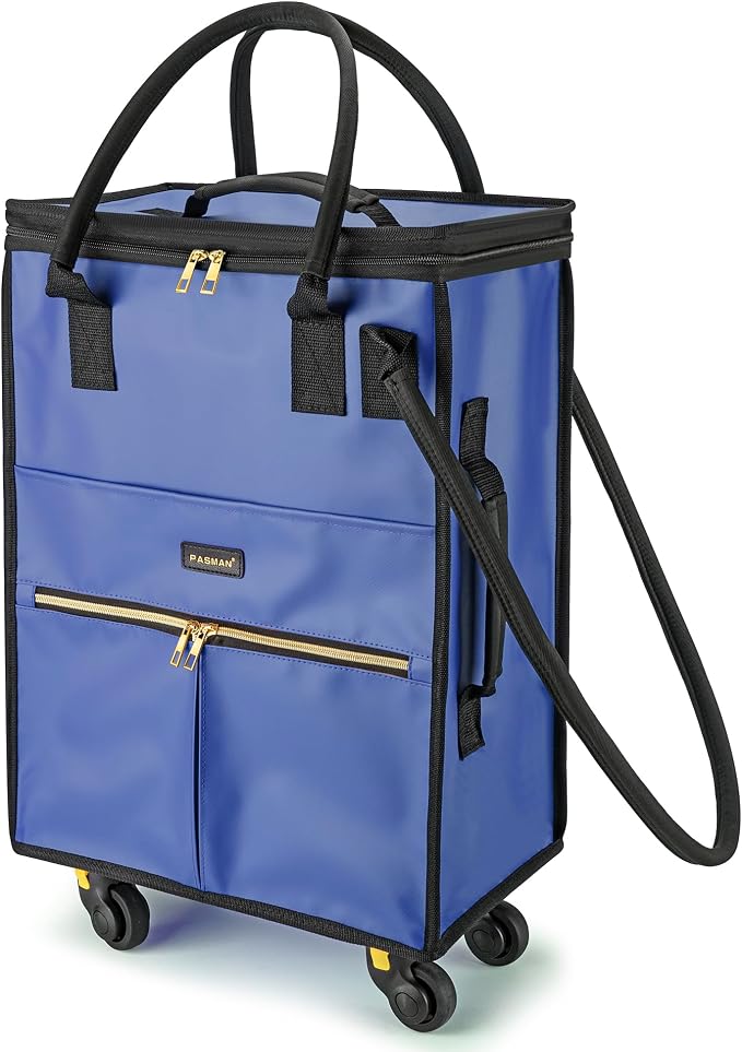 Reusable Grocery Bag on Wheels, Foldable Rolling Duffle Bag, Carry on Luggage by PASMAN