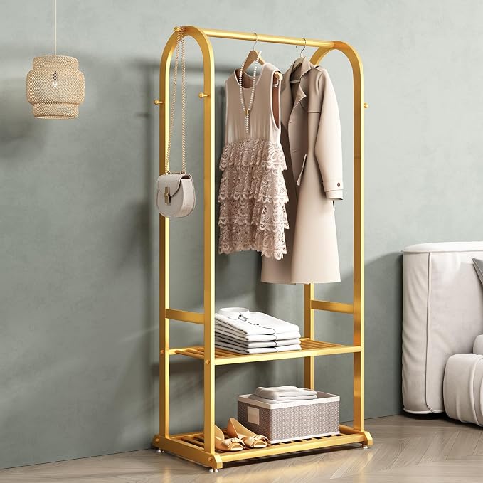 Gold Clothing Rack, Metal Garment Rack by BUZUEYModernmetalfurniture