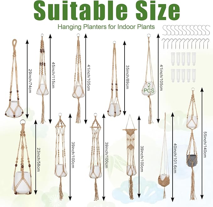 12 Pcs Macrame Plant Hangers, Macrame Hanging Planters - Image 2
