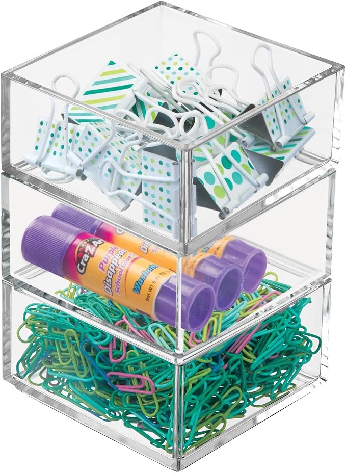 mDesign Plastic Square Desk Organizer - Image 6