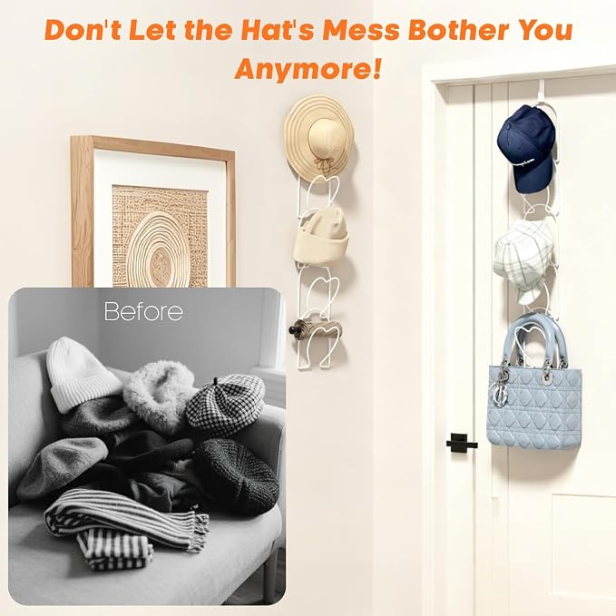 LINFIDITE 10 Pack Hat Rack Hanging Baseball Caps Display Storage Rack Hat - Image 2