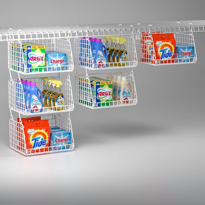 3-Pack Laundry Room Organization and Storage, Hanging Wire Basket by PUPPYCUTE