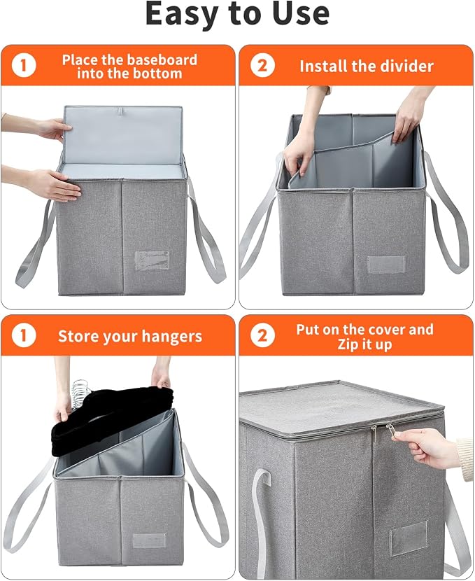 Qozary 2 Pack Clothes Hanger Organizer Bag-Rigid Hanger Storage Containers - Image 4