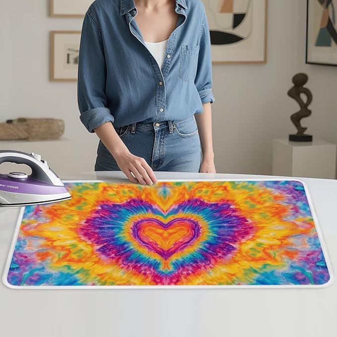 Ironing Mat Tie-dye Heart Shaped Pattern Portable Ironing Pad by PJHEQOXE