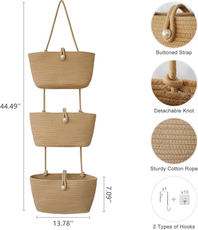 TeoKJ 3-Tier Hanging Baskets for Storage - Image 2