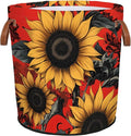 Sunflowers Red Laundry Hamper Waterproof Collapsible Basket by Mozaigos