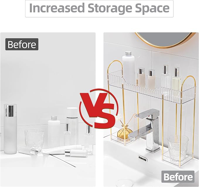 YCIA&DONE Bathroom Countertop Organizer Over The Faucet, Narrow Counter - Image 3