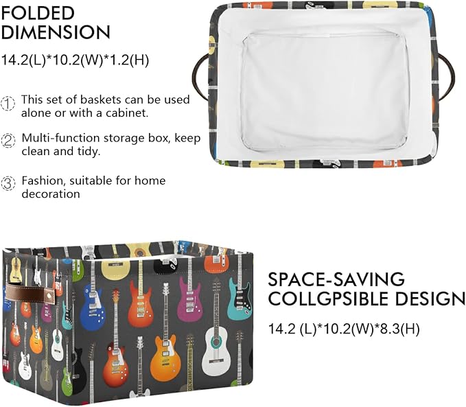 Modern Guitar Storage Basket Music Storage Box Bin Large Laundry Organizer - Image 3