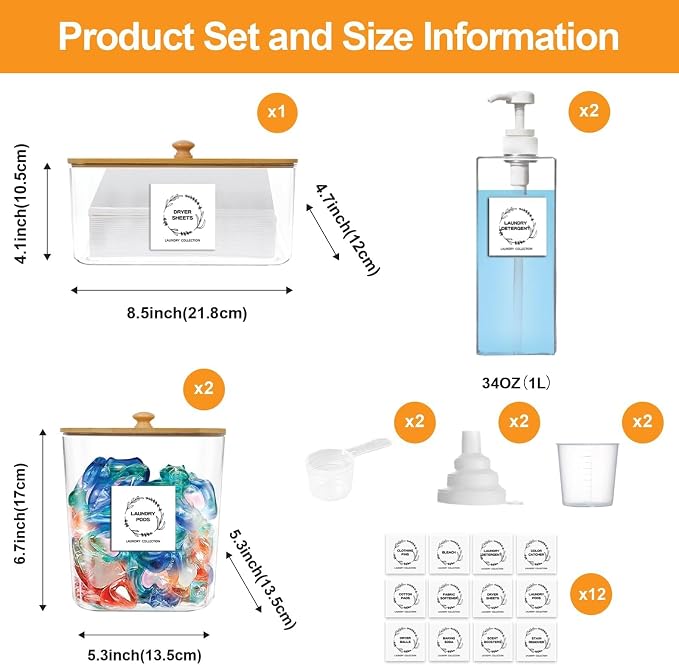 FEXIA 3+2 Pack Laundry Pods Containers and Dryer Sheet Holder - Image 4