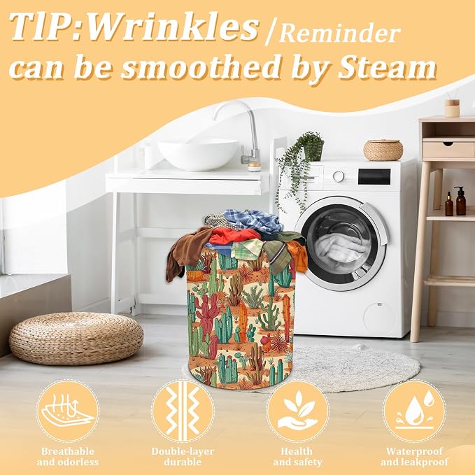 Tropical Cactus Laundry Basket, Foldable Waterproof Oxford Cloth Laundry Hamper - Image 5